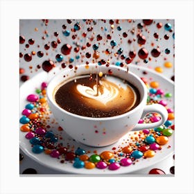 Coffee Cup With Colorful Sprinkles Canvas Print