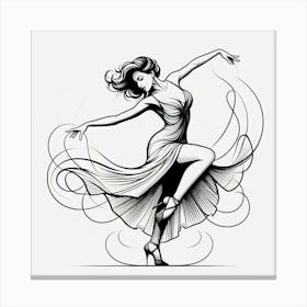 Line Art Latin Dancer 2 Canvas Print