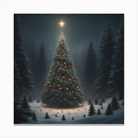 Christmas Tree In The Forest 8 Canvas Print