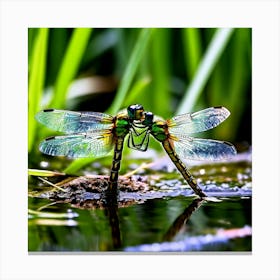 Nature Dragonfly Mating Couple Insect Sitting Duck Pond Lively Dvd Fauna Wild Animal Gras (17) Canvas Print