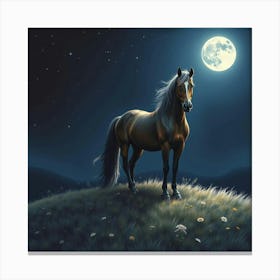 Horse In The Moonlight 20 Canvas Print