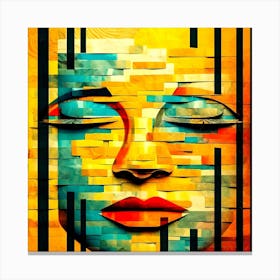 Abstract Painting of Stone Face, Native People,Abstract Of A Woman Canvas Print