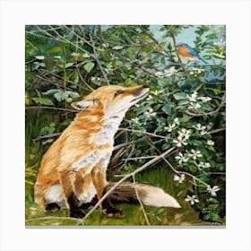 Fox and Sparrow Canvas Print