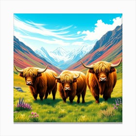 Highland Cows 4 Canvas Print