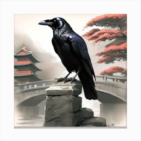 Perching Raven Canvas Print