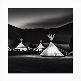 Teepees At Night 14 Canvas Print