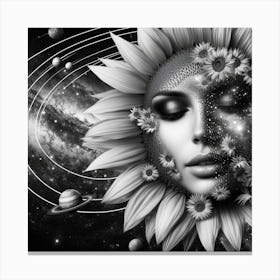 Sunflowers And Planets Canvas Print