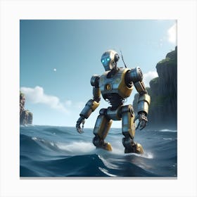 Robot In The Ocean Canvas Print