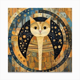 Cat In A Circle in style of Gustav Klimt Canvas Print