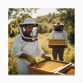 Beekeepers Inspecting Hives Canvas Print