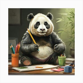 Panda Bear Drawing 3 Canvas Print