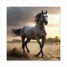 Horse Galloping In The Desert Canvas Print