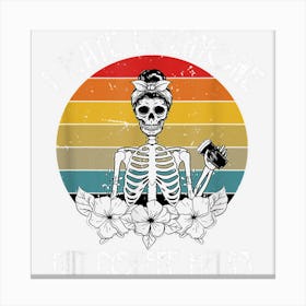 I Hate Everyone But Coffee Helps Funny Goth Skeleton Canvas Print