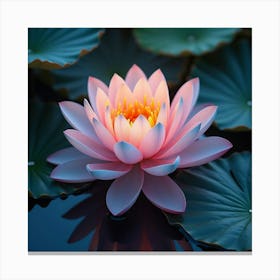 A Dreamy Lotus With Petals Of Glowing, Iridescent Colors Floating In A Celestial Garden Canvas Print