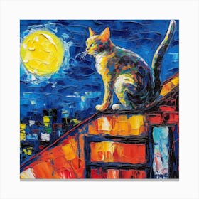 Cat On The Roof Canvas Print