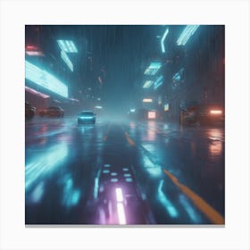 Rain On Floor Texture Outer Space Vanishing Point Super Highway High Speed Digital Render Digi (3) Canvas Print