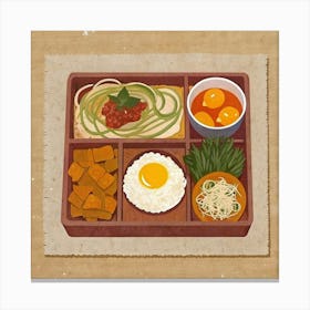 Japanese Bento Box With Food Items Canvas Print