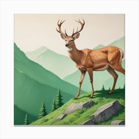 Majestic Stag Overlooking the Mountain Vista Canvas Print