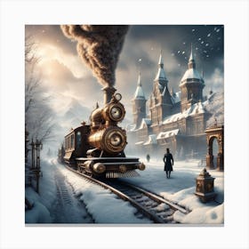 Steampunk Christmas Train Canvas Print