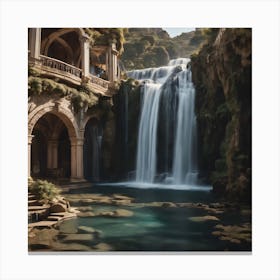 Surreal Waterfall Inspired By Dali And Escher 5 Canvas Print