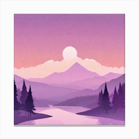 Misty mountains background in purple tone 85 Canvas Print