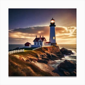 Lighthouse At Sunset 10 Canvas Print