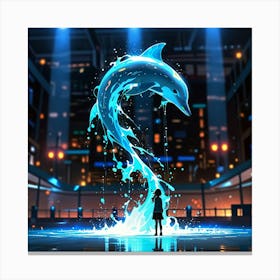 Dolphin In The City Canvas Print