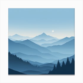 Misty mountains background in blue tone 71 Canvas Print