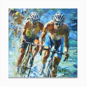 Triathletes In The Water Canvas Print