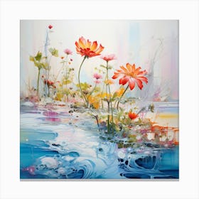 AI Ethereal Ecosystems: Where Water Meets Life Canvas Print