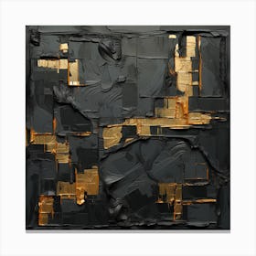 Abstract Black And Gold Painting Canvas Print