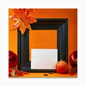 An Autumnal Scene Captured In Ultra Realistic Detail Showcases A Leaf Of Vibrant Orange Hue Profoun (4) 1 Canvas Print