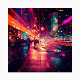 Neon Lights In The City Canvas Print