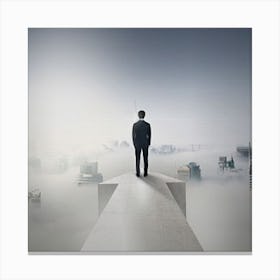 Businessman Standing On Top Of A Cloud Canvas Print