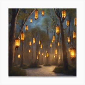 Lanterns In The Forest 1 Canvas Print