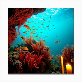 Coral Reef With Candles Canvas Print