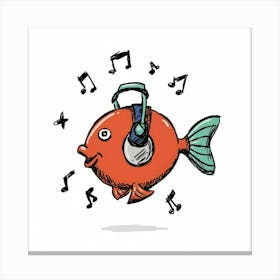 Fish With Headphones Canvas Print