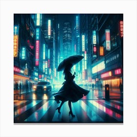 Girl Walking In The City Canvas Print