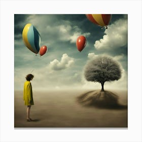 Girl With Balloons Canvas Print