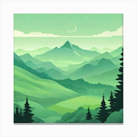 Misty mountains background in green tone 201 Canvas Print