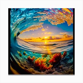 Sunset In The Ocean Canvas Print