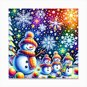 Super Kids Creativity:Snowmen In The Snow Canvas Print