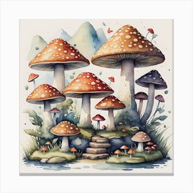 Watercolor Mushrooms 1 Canvas Print