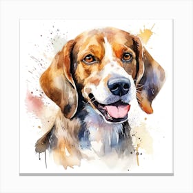 Beagle Dog Watercolor Painting Canvas Print