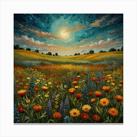 Moonlight In The Meadow Canvas Print