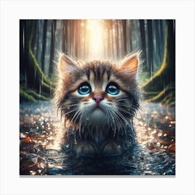 Kitten In The Rain 1 Canvas Print