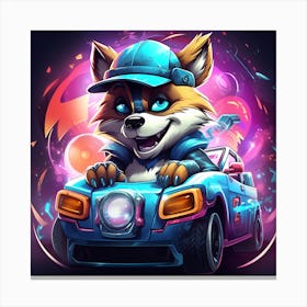 Fox In A Car Canvas Print