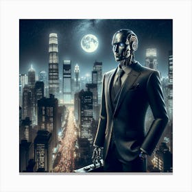 Robot In The City Canvas Print