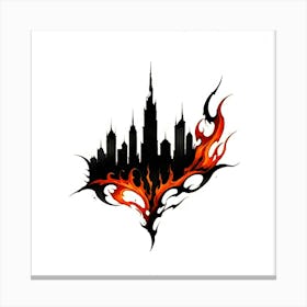 Cityscape In Flames Canvas Print