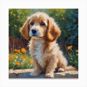 Puppy In The Garden Canvas Print